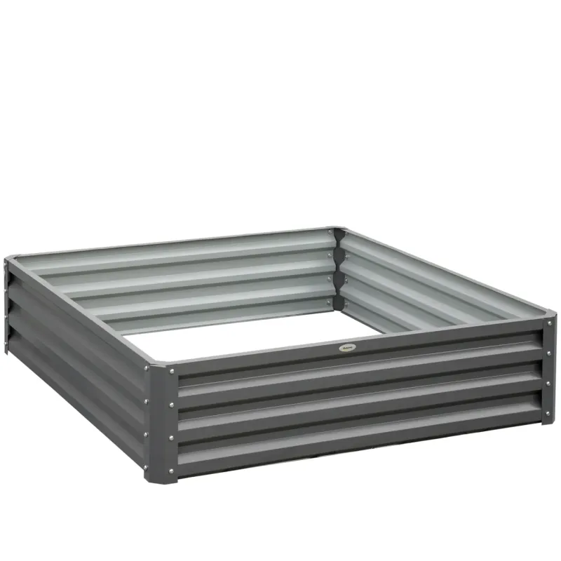  120 x 120cm Galvanised Steel Square Raised Garden Bed - Light Grey