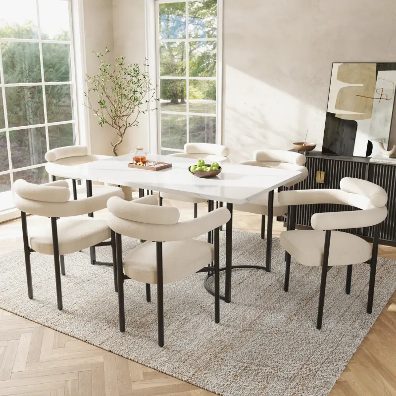 Set of 6 Modern Velvet Dining Chairs with Armrests