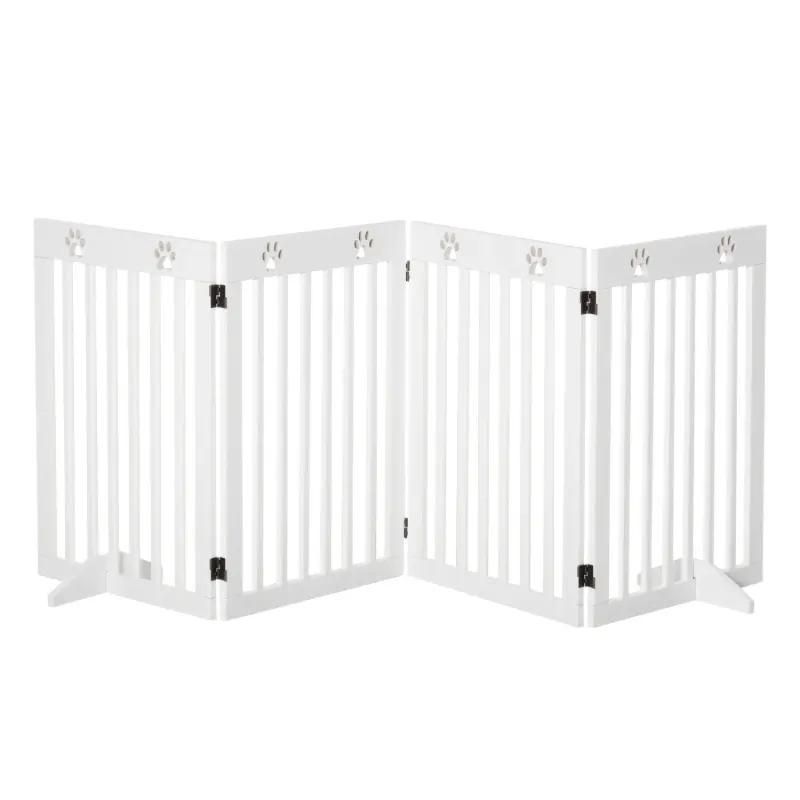 204cm Foldable Solid Pine Freestanding Dog Safety Gate