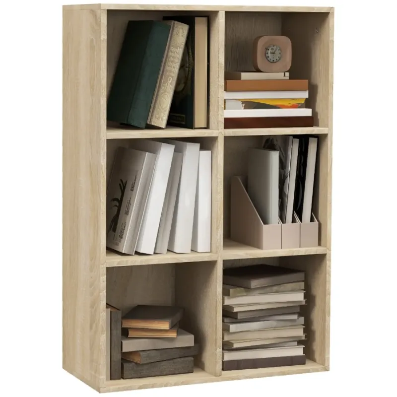 Six-Cube Wood Effect Bookcase - Oak