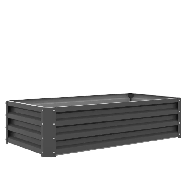 120 x 60cm Galvanised Steel Raised Garden Bed, Light Grey