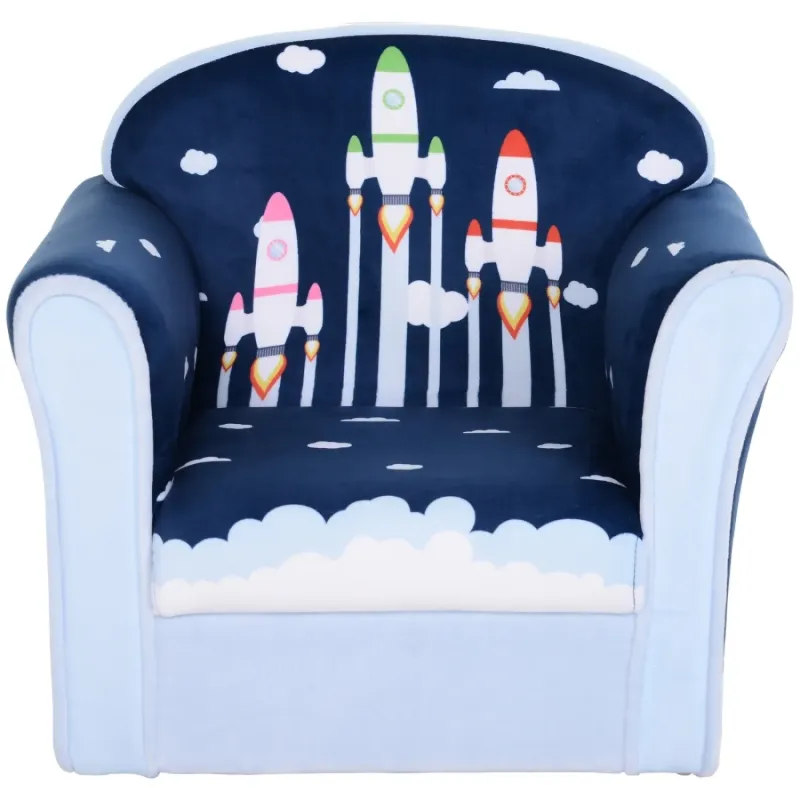Kids Rocket Ship Armchair - Blue