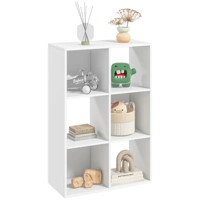 6-Cube Storage Bookshelf - White