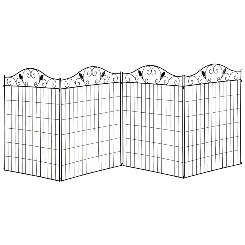 Garden Decorative Metal Wire Fencing - 4 Panels, 112cm High, 3.65m Total Length