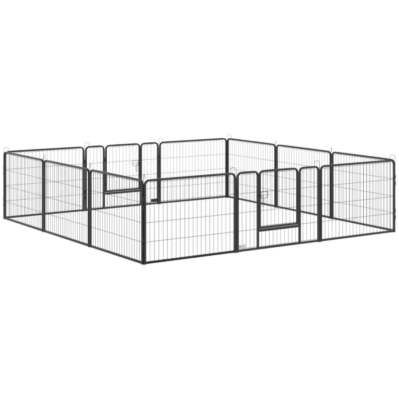 12-Panel Heavy Duty Steel Puppy Playpen - Modular Indoor & Outdoor Dog Exercise Pen