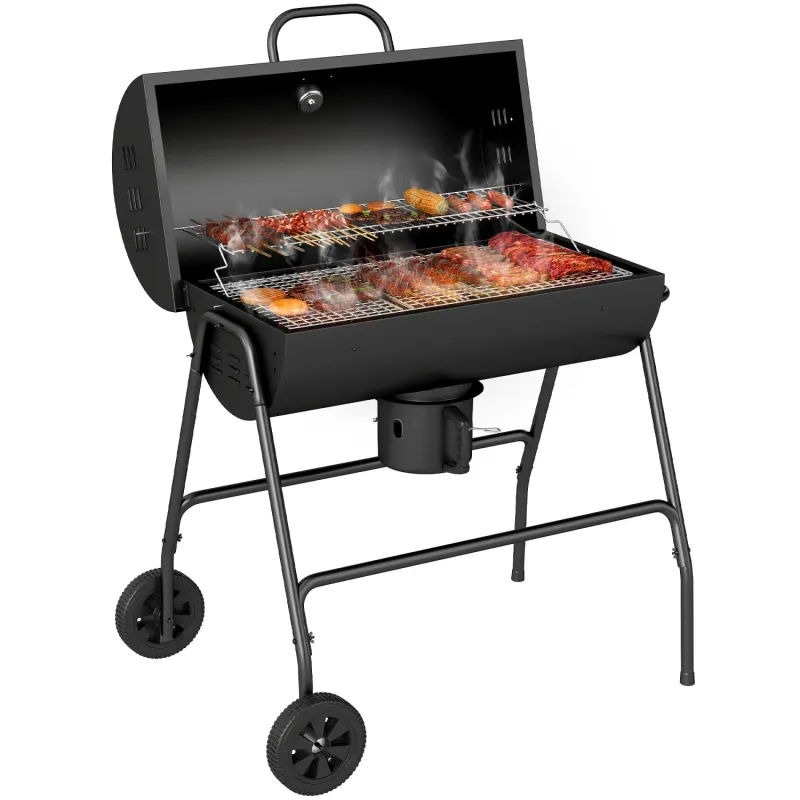 Steel Charcoal BBQ with Warming Rack and Ash Catcher