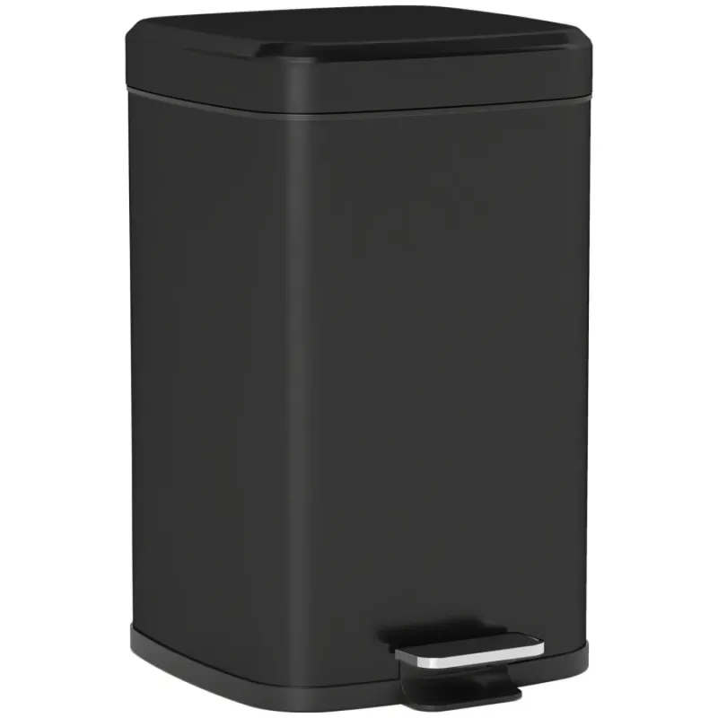 20L Modern Cubic Metal Pedal Kitchen Bin - Black