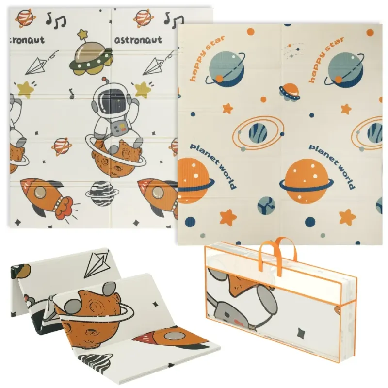 AIYAPLAY Space-Themed Reversible Baby Play Mat - 1.5cm Thick & Foldable