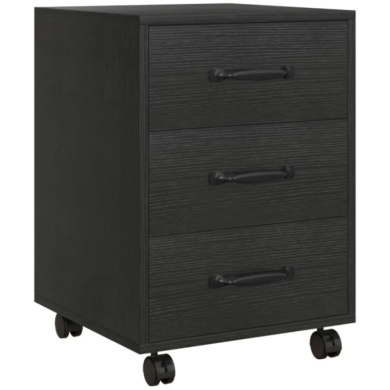 3-Drawer Mobile Under-Desk Filing Cabinet - Black