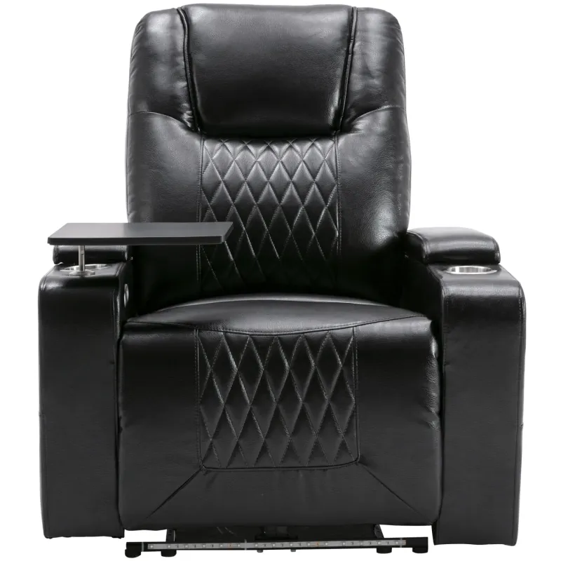 Electric Home Theatre Recliner Chair with USB Charging, LED Lighting and Swivel Tray Table