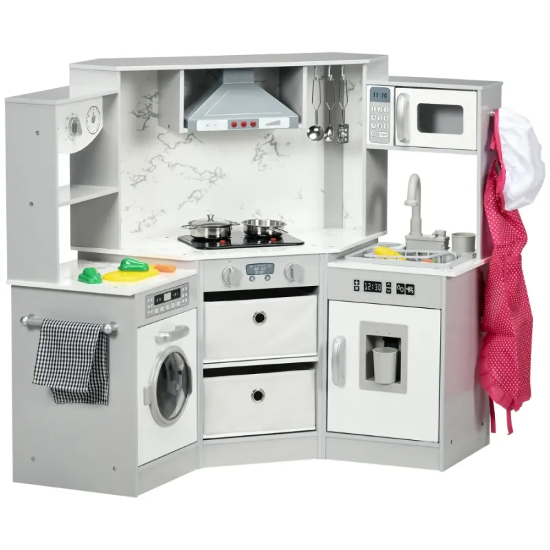 Toy Kitchen with Running Water, Lights and Sounds - Grey