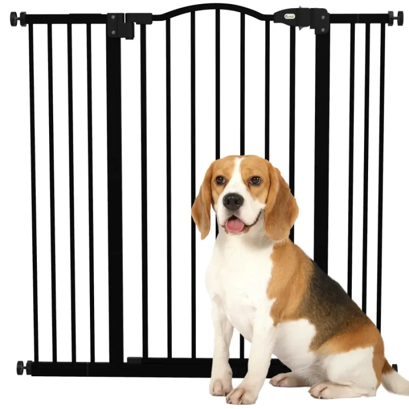 Adjustable Pressure Fit Dog Safety Gate - 74-100cm Wide, 94cm Tall - Black