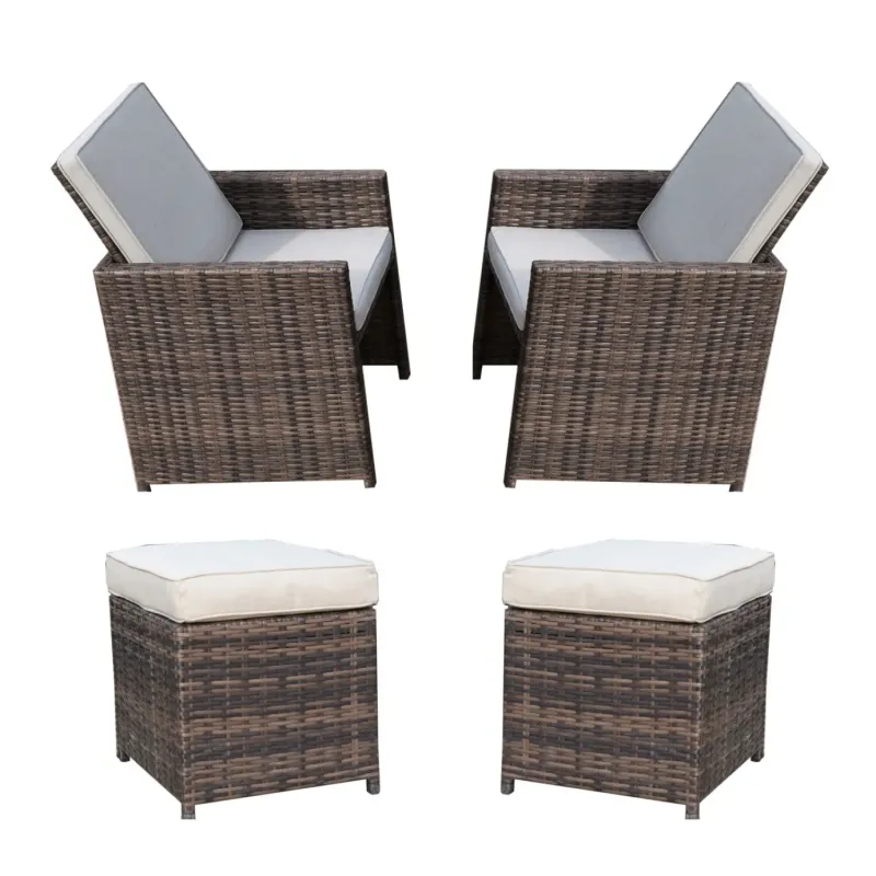 Sonoma 4-Piece Rattan Garden Armchair and Ottoman Set