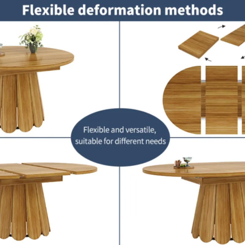 6 Seater Extendable Round to Oval Wooden Dining Table - 118-158cm