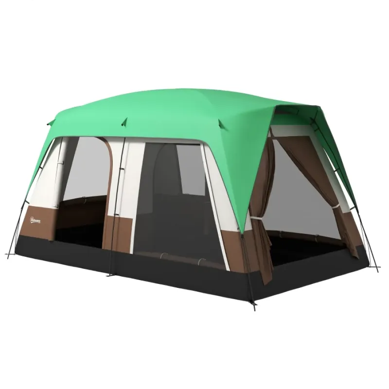 6-Man Green Tunnel Camping Tent with 3000mm Rainfly and Carry Bag