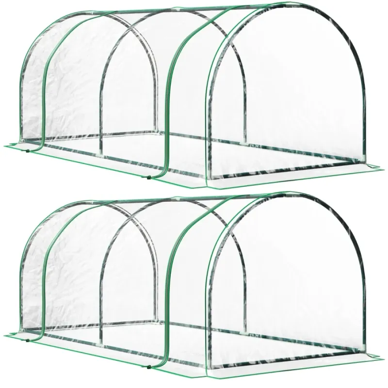 Set of 2 Tunnel Greenhouses, 200 x 100 x 80cm