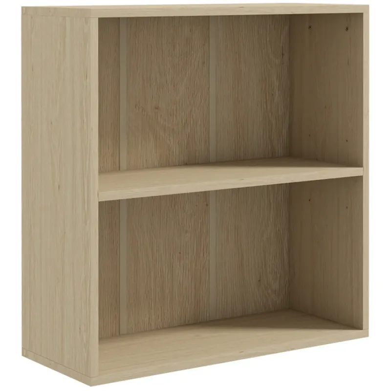2 Tier Low Bookshelf with Adjustable Shelf, Natural