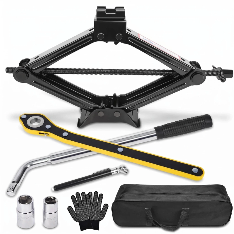 2.5 Ton Scissor Car Jack Emergency Tyre Changing Kit with Lug Wrench and Storage Bag