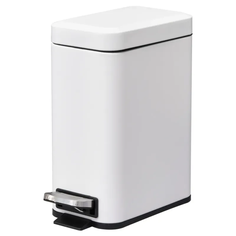 5L Rectangular Steel Pedal Bin with Soft-Close Lid - White