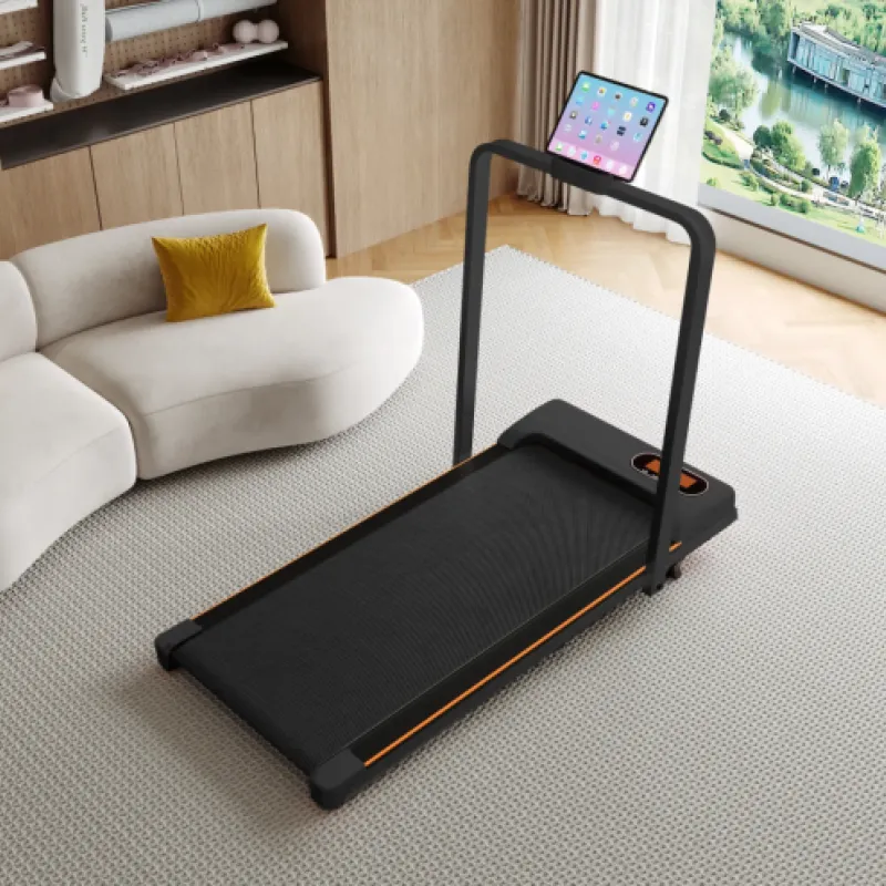 Folding Treadmill with Handrail and 2-Level Manual Incline, 1-10 km/h Compact Running Machine