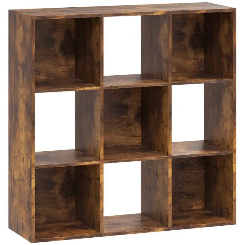 9-Cube Storage Organiser Unit and Bookcase - Rustic Brown