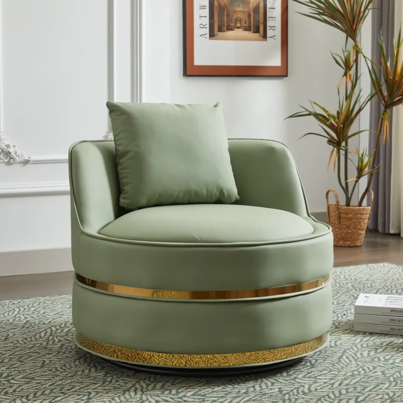 360° Swivel Barrel Armchair with Gold Trim