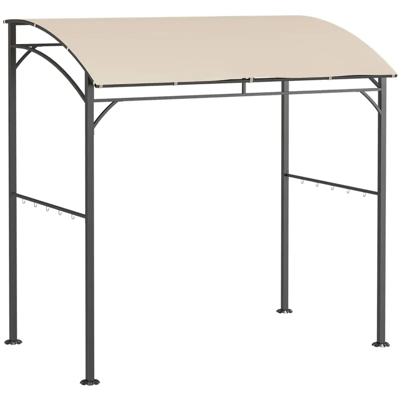 2.2 x 1.5m BBQ Grill Gazebo with Curved Canopy and 10 Utensil Hooks - Beige