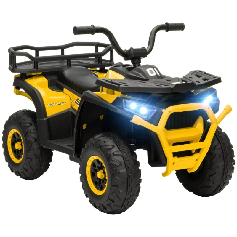 12V Kids Electric Ride-on ATV Quad Bike with Suspension and Storage - Yellow