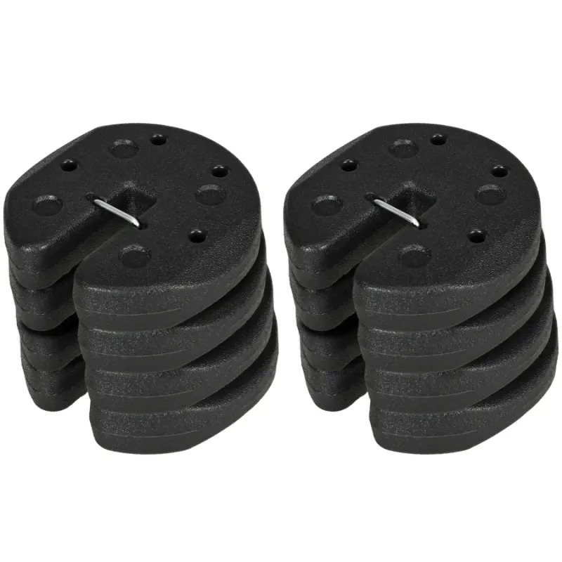 Set of 8 Gazebo Weight Plates - 24kg Heavy Duty Weights with Locking Pins & Carry Belt