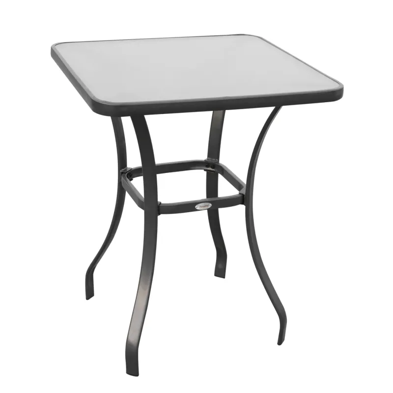 Square Glass & Metal Garden Bistro Table, 68.5cm