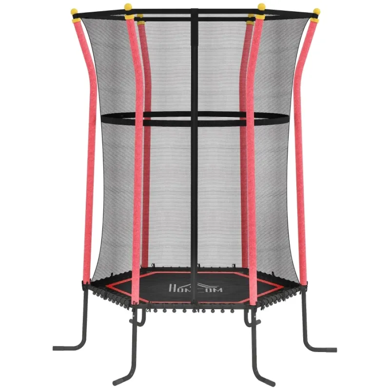 Kids Mini Trampoline with Safety Enclosure - Red