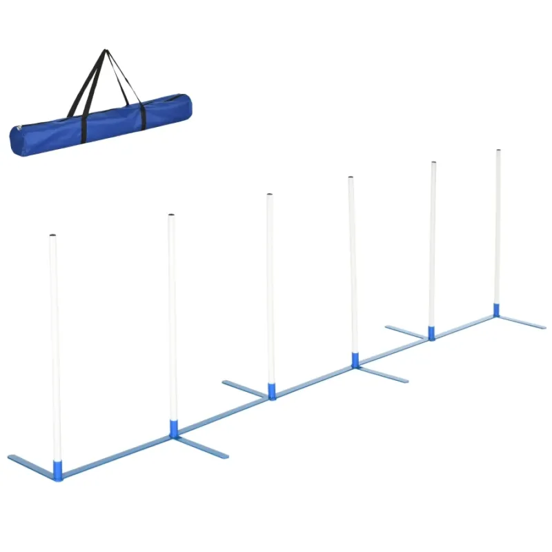 6 Pole Adjustable Dog Agility Weave Set with Carry Bag