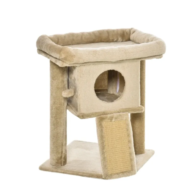 Cat Tree Tower with Jute Scratching Pad and House - Coffee