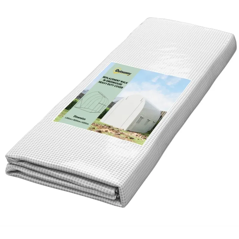 3m x 2m Replacement Polytunnel Greenhouse Cover with Roll-up Windows & Zipped Door - White