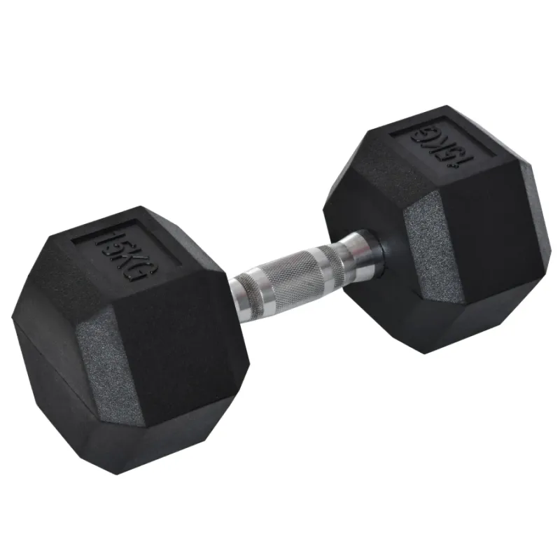 15kg Rubber Hex Dumbbell - Single