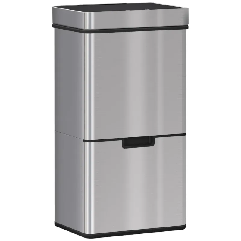 72L 3-Compartment Stainless Steel Effect Sensor Recycling Bin
