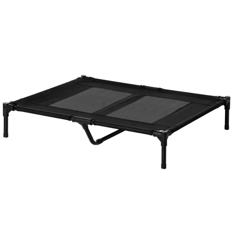 Large Elevated Cooling Dog Bed - Black - 92 x 76cm