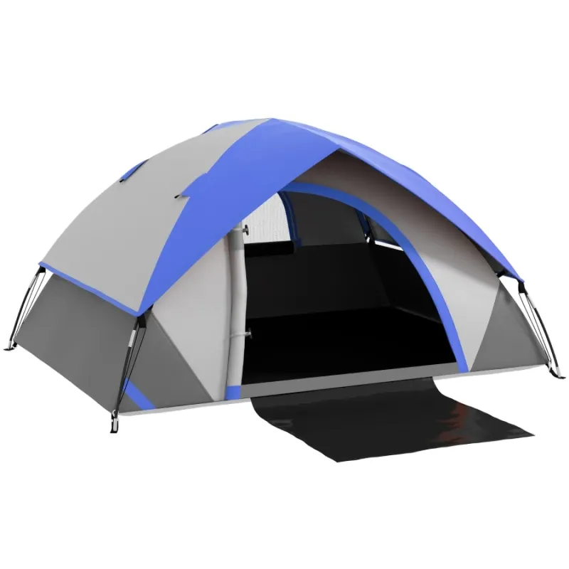 2-Person Single Room Dome Tent - Dark Blue/Grey
