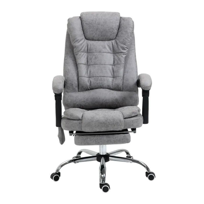 Vinsetto Heated 6-Point Massage Office Chair with Recliner and Footrest - Grey