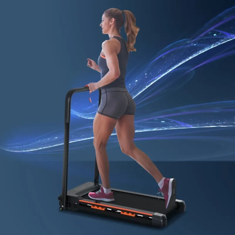 Compact Folding Motorised Walking Treadmill with LCD Display & Remote Control - Black