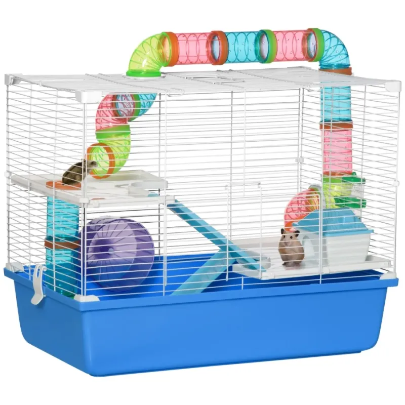 3-Tier Hamster and Gerbil Cage with Accessories - 59cm - Blue