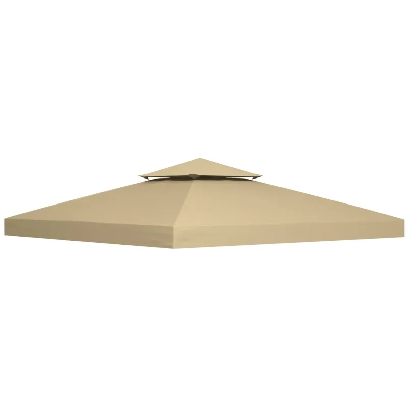 3m x 3m Gazebo Replacement Canopy Double Tier Top Cover - Deep Beige