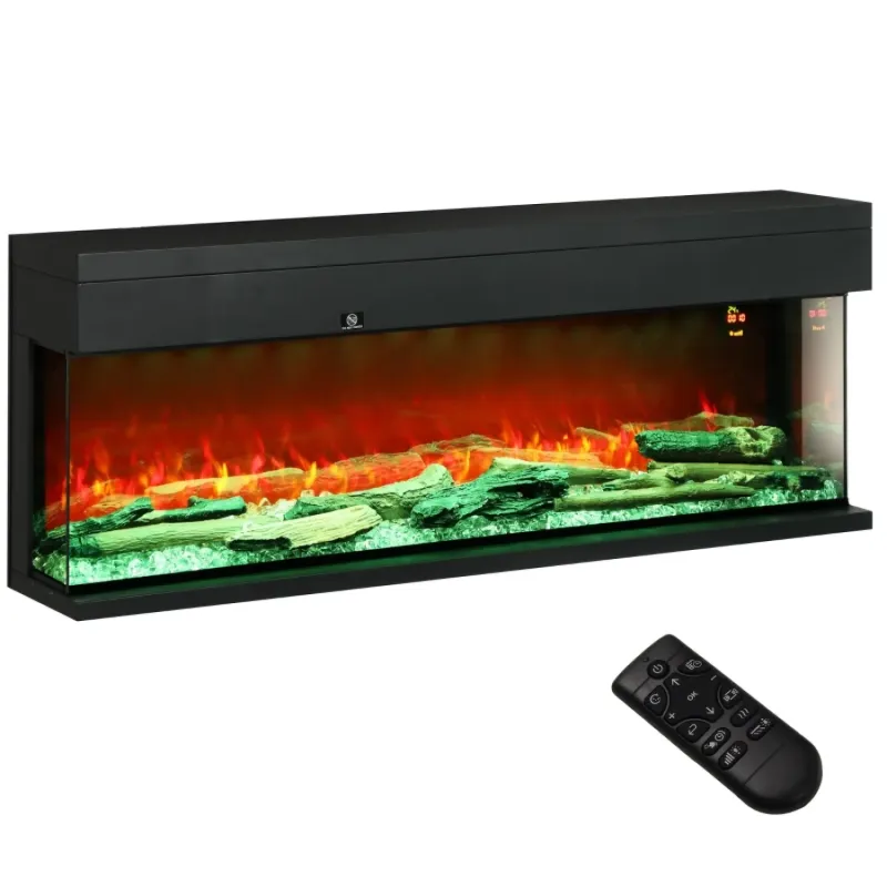 152cm 3-Sided Panoramic Electric Fireplace - 1800W Wall-Mounted or Inset Fire
