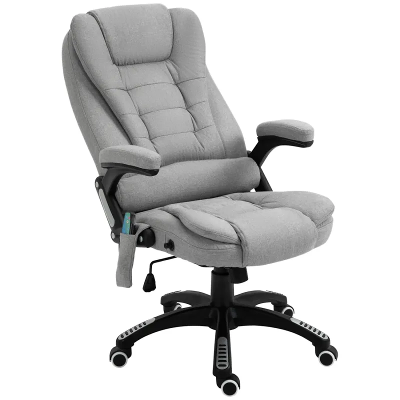 Ergonomic Massage Office Chair with Heat and Lumbar Support, Light Grey