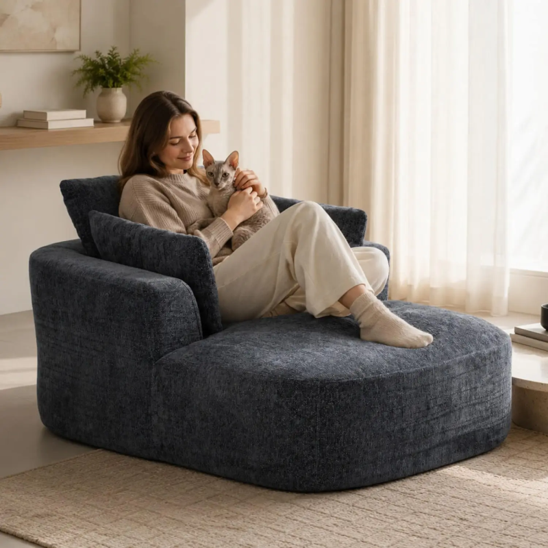 Softy Soft-Touch Fabric Armchair, in Grey, with Compressed Foam and Included Cushions