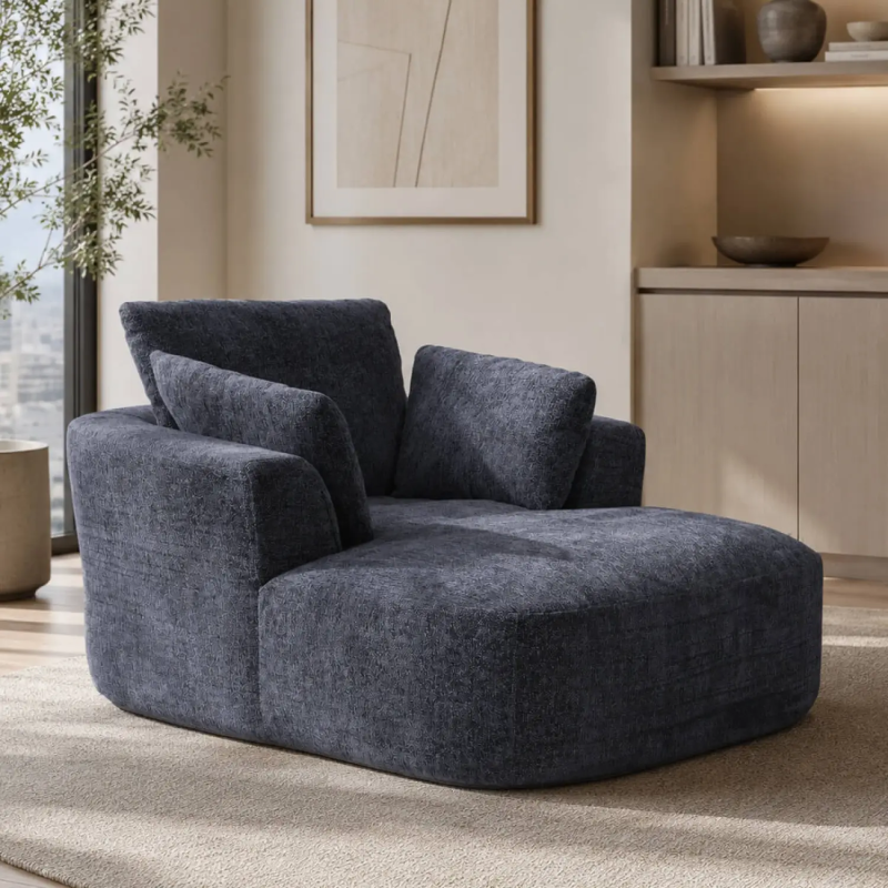 Softy Soft-Touch Fabric Armchair, in Grey, with Compressed Foam and Included Cushions