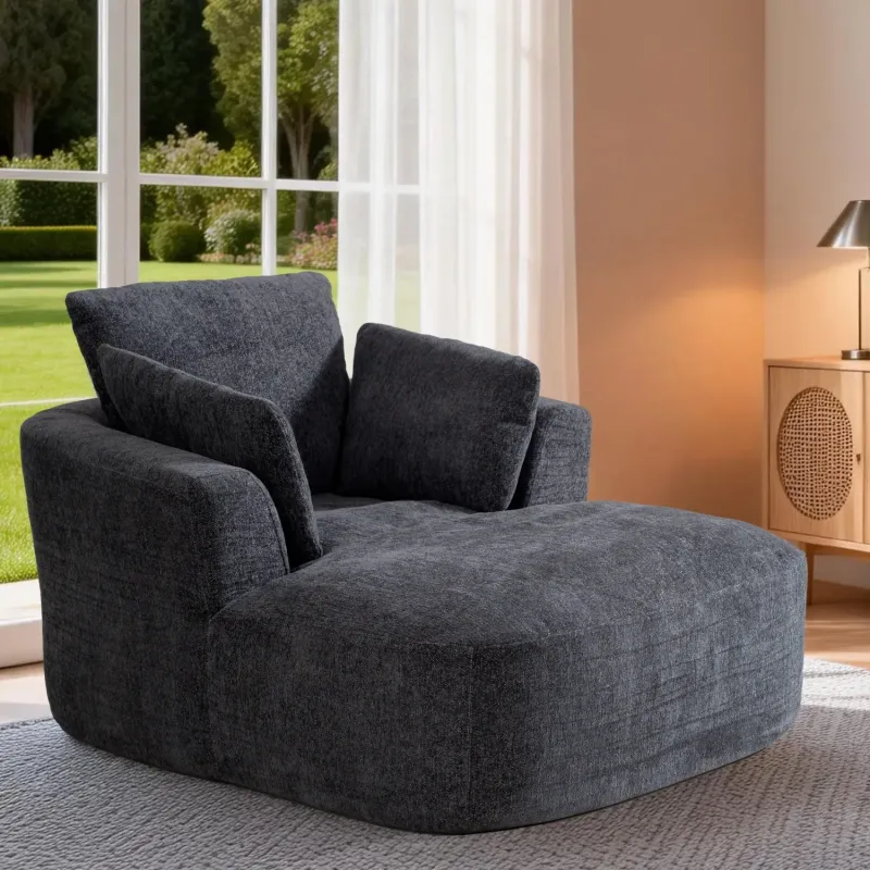 Softy Compressed Indoor Lounge Chair with Cushions - Grey