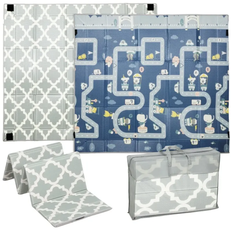 AIYAPLAY 2-in-1 Foldable Baby Play Mat and Playpen - Reversible XPE Foam Padded Floor Mat